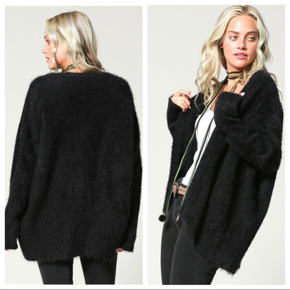 CASSANDRA- Super Fuzzy Open Front Cardigan Sweater - Picture 2 of 3